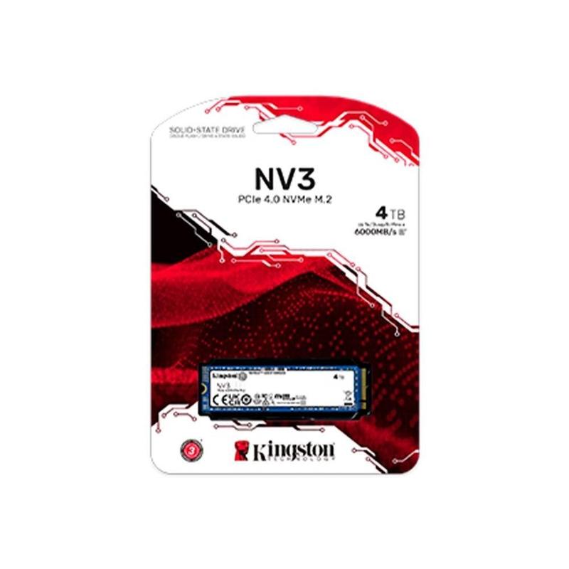 SSD Kingston NV3, 4TB, M.2 2280, PCIe 4.0 x4, NVMe, Leitura 6000